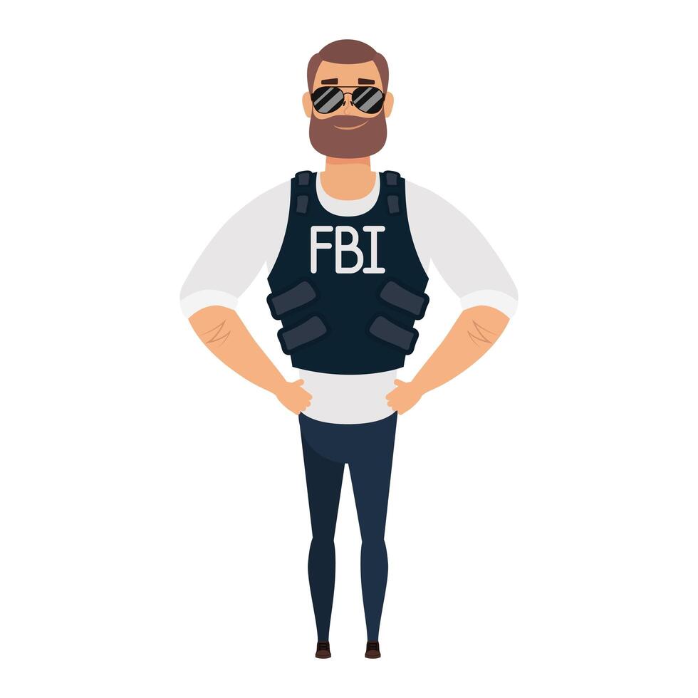 young man with beard fbi agent vector