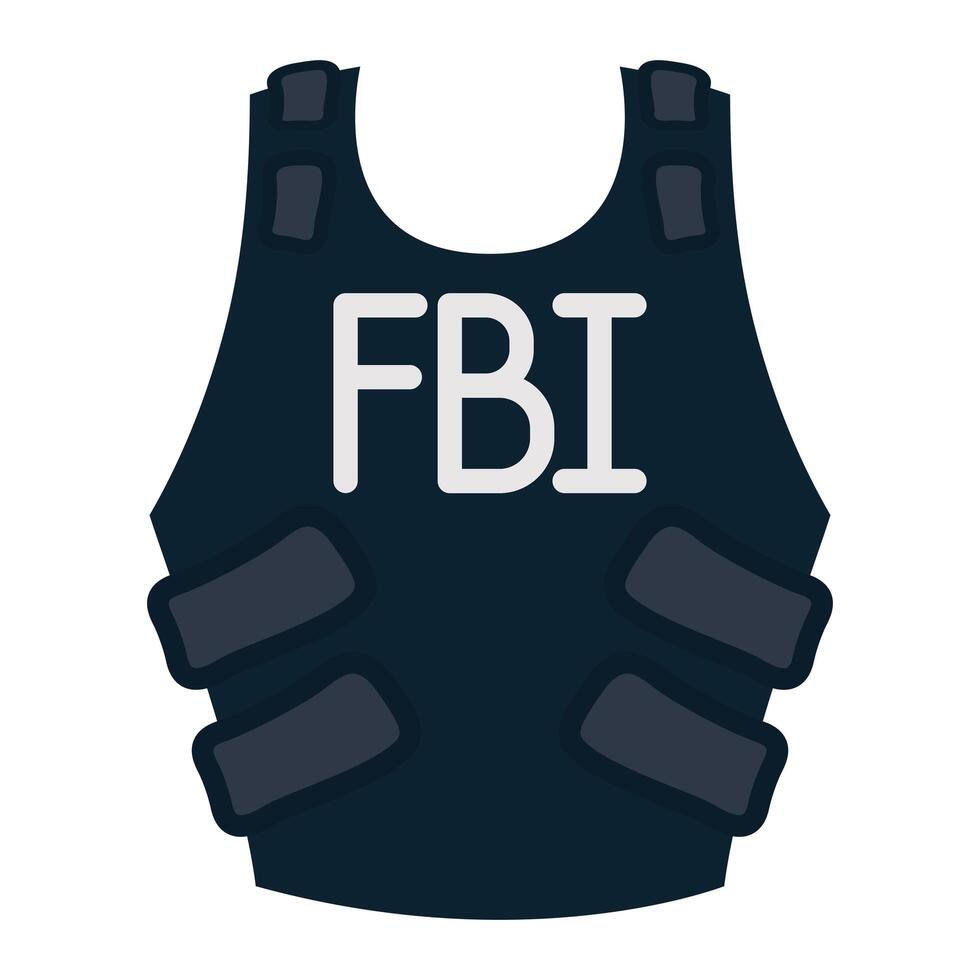 fbi bulletproof vest isolated icon vector