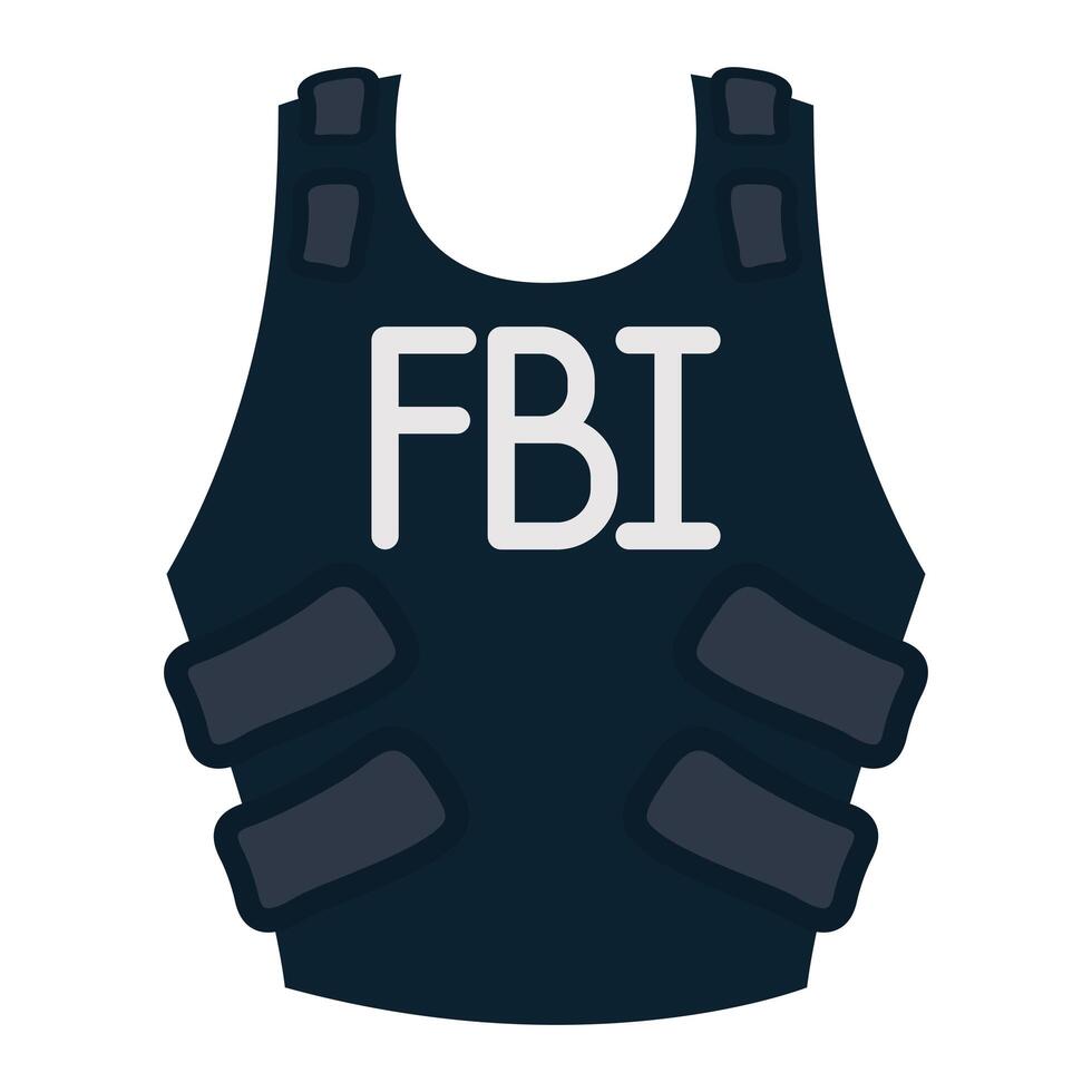 chaleco antibalas del fbi icono aislado vector