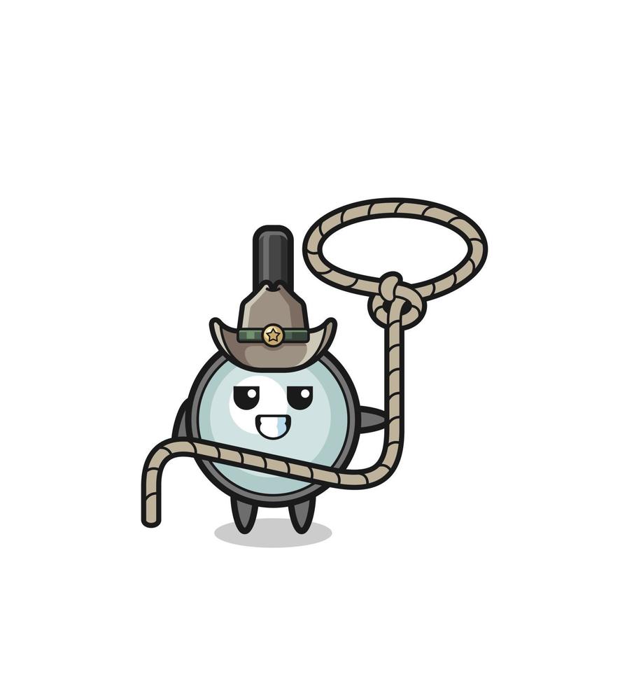 the magnifying glass cowboy with lasso rope vector