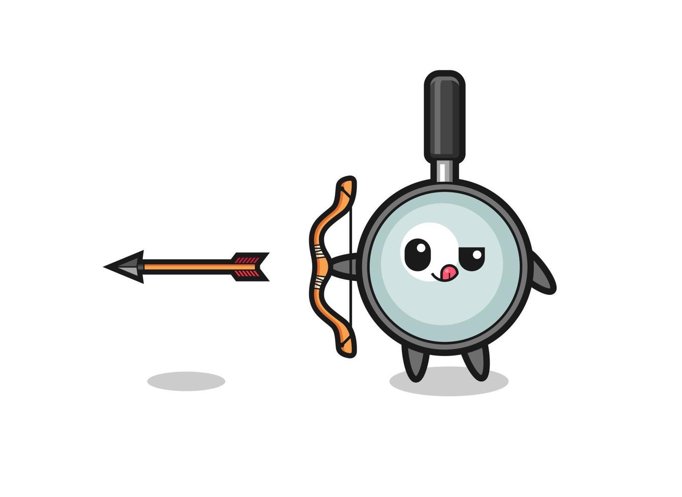 illustration of magnifying glass character doing archery vector