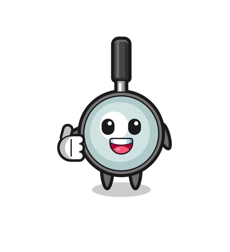 magnifying glass mascot doing thumbs up gesture vector