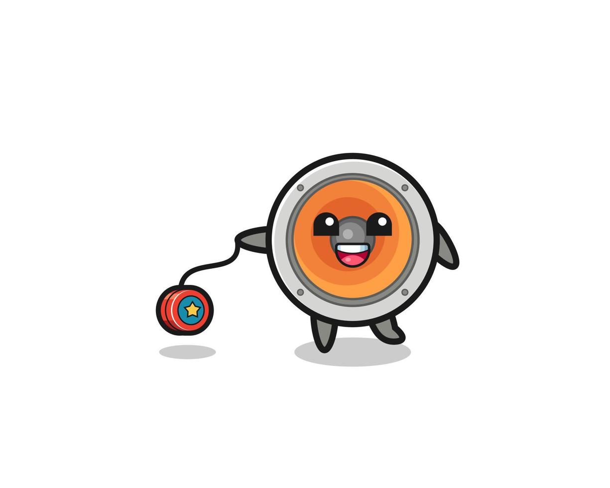 cartoon of cute loudspeaker playing a yoyo vector