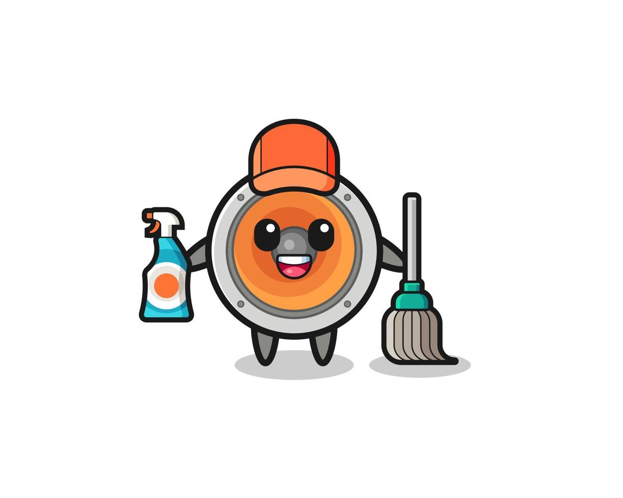 cute loudspeaker character as cleaning services mascot vector