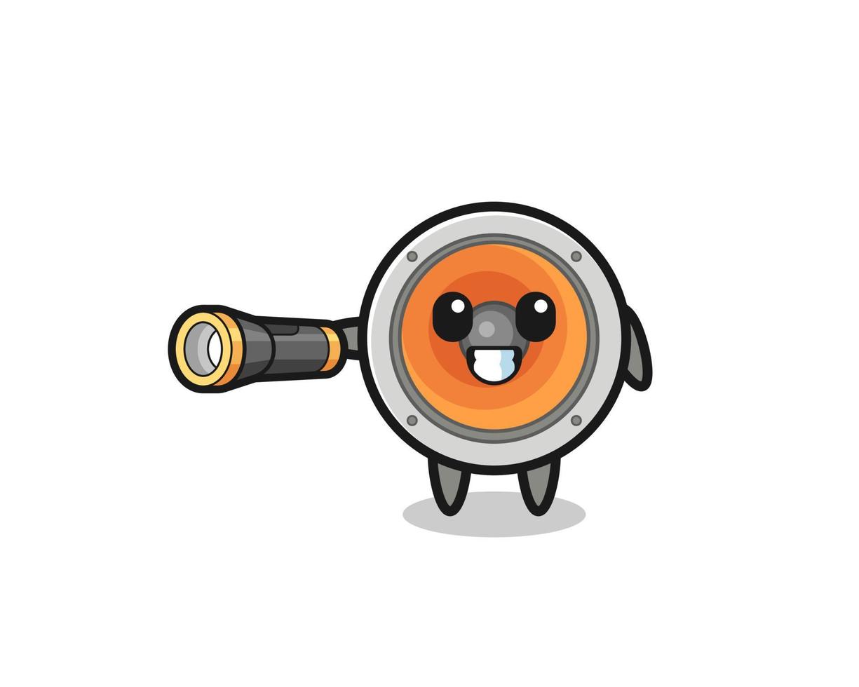 loudspeaker mascot holding flashlight vector