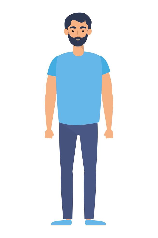 young man with beard avatar character vector