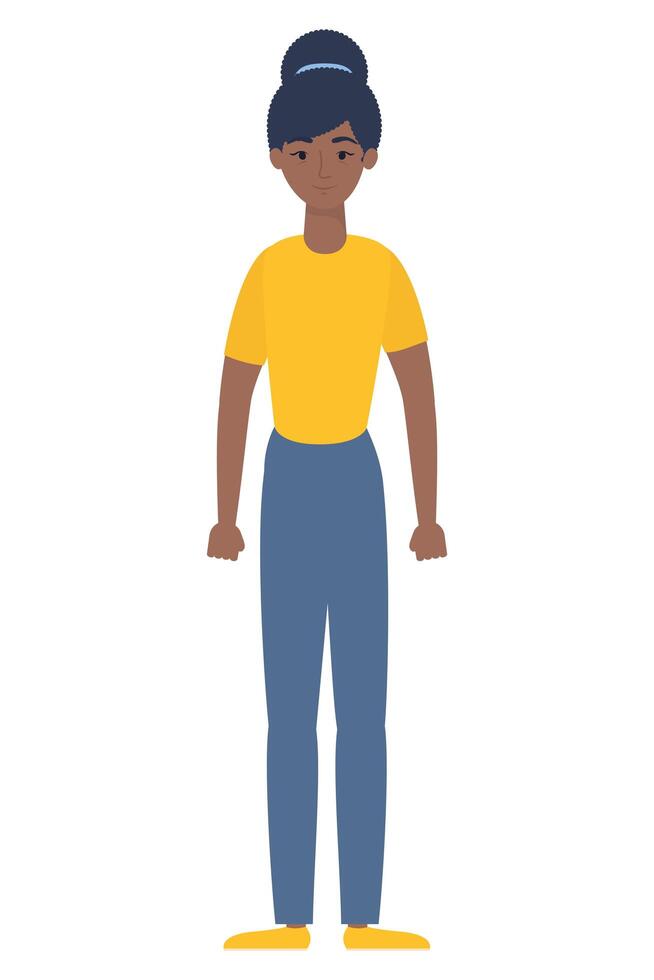 personaje de avatar de mujer joven afro vector