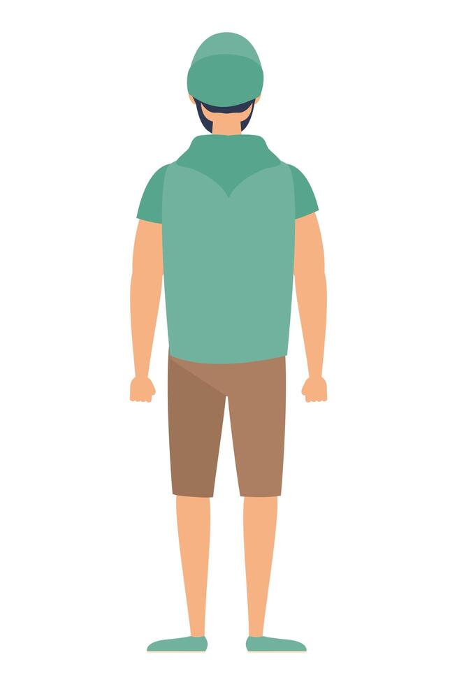 young man back avatar character icon vector