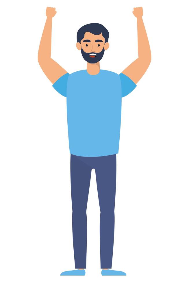 young man with beard avatar character vector