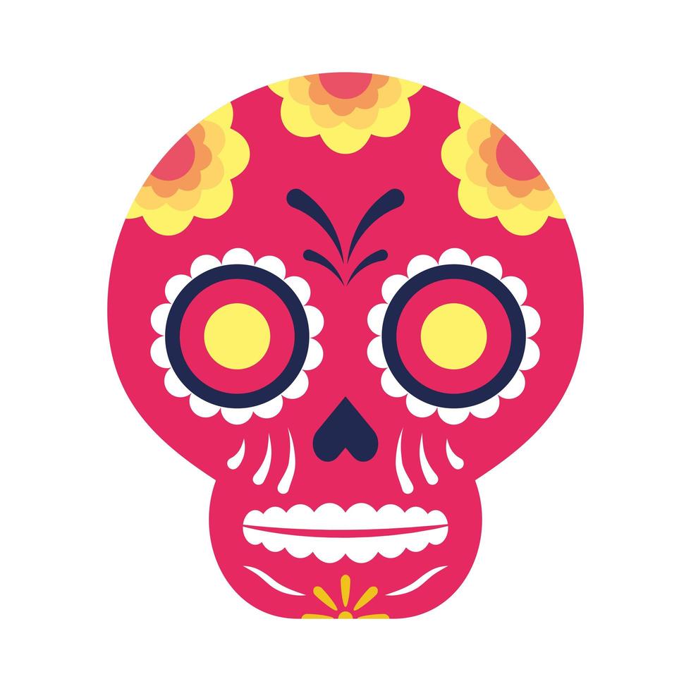 icono de cabeza de calavera mexicana tradicional vector