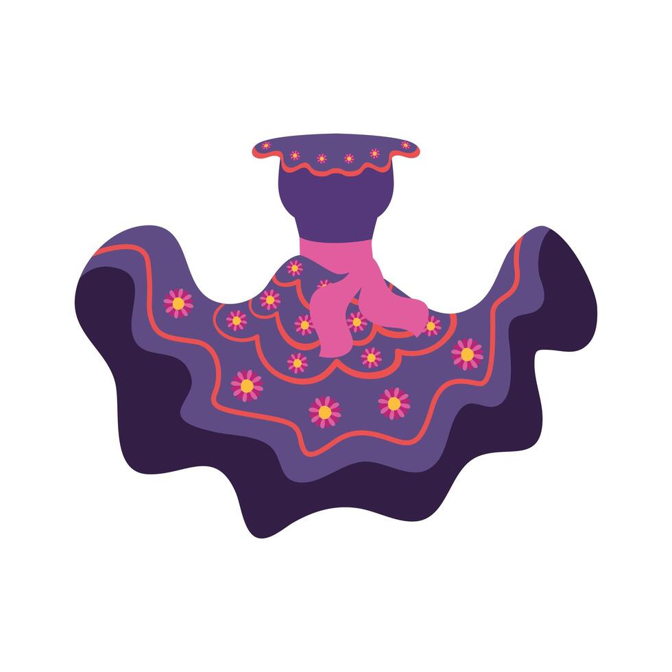 mexican culture female suit fill style icon vector
