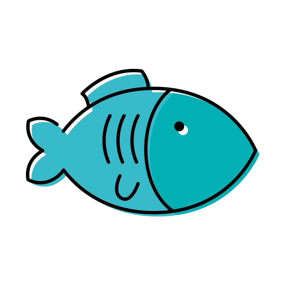 cute little fish animal icon vector