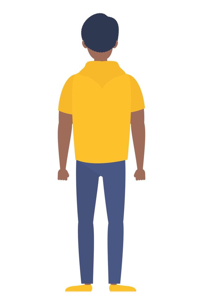 afro young man back avatar character vector
