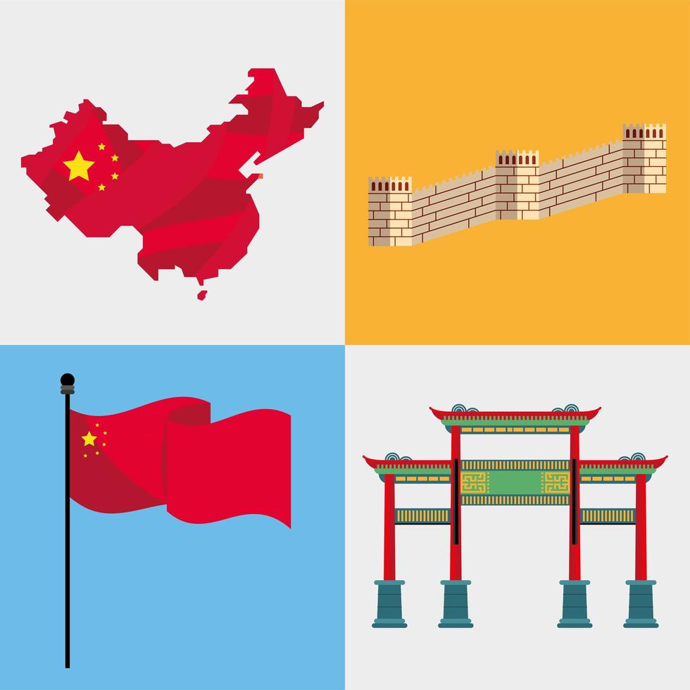 china culture four icons vector