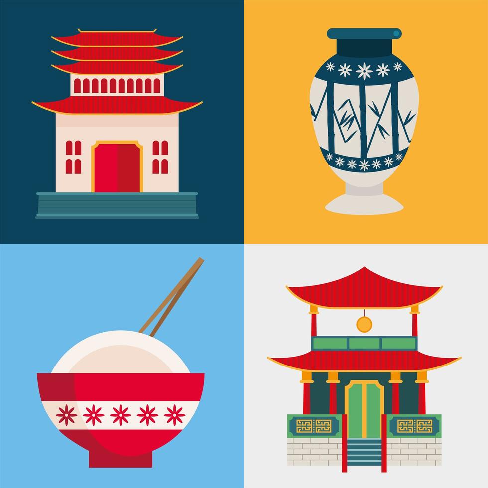 iconos de la cultura del país de china vector