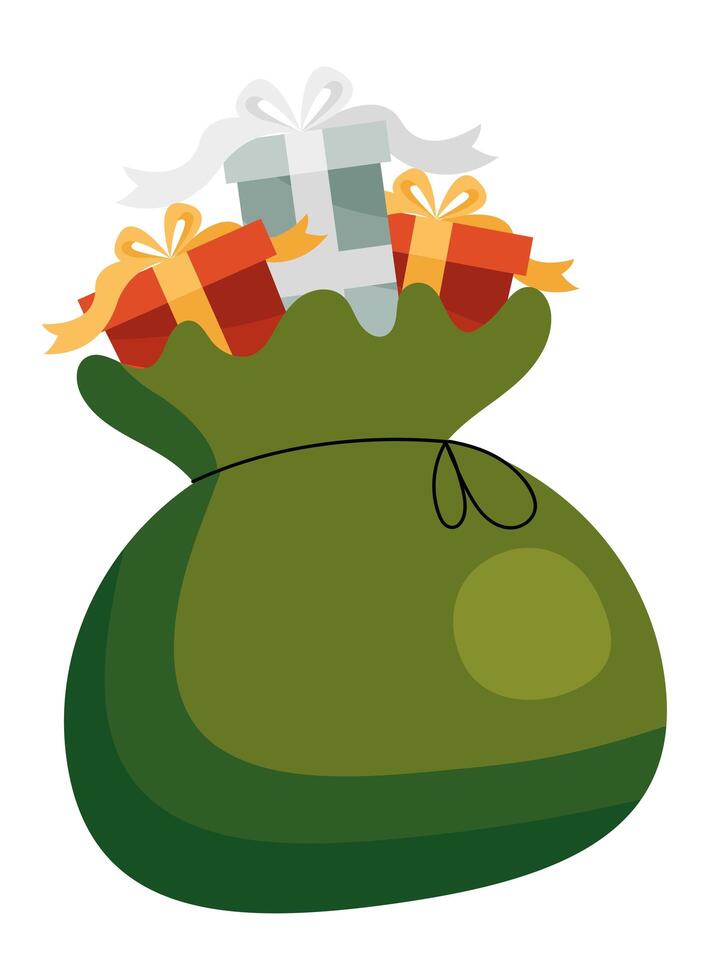 bolsa de regalos de navidad verde vector