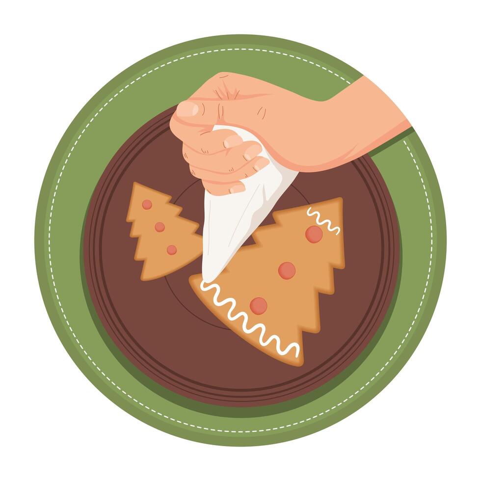hands cooking christmas cookies vector