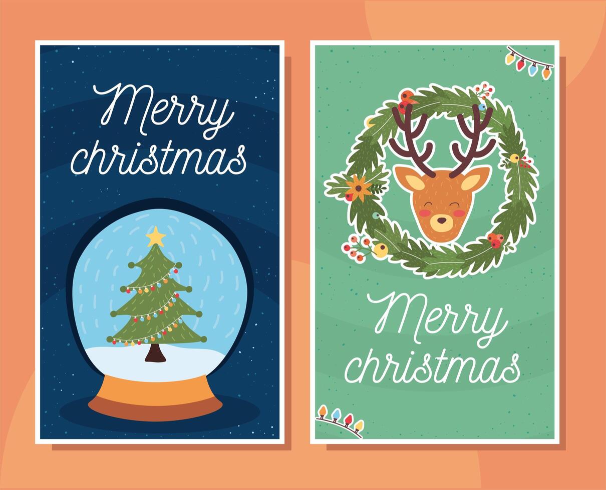 christmas tree and reindeer vector