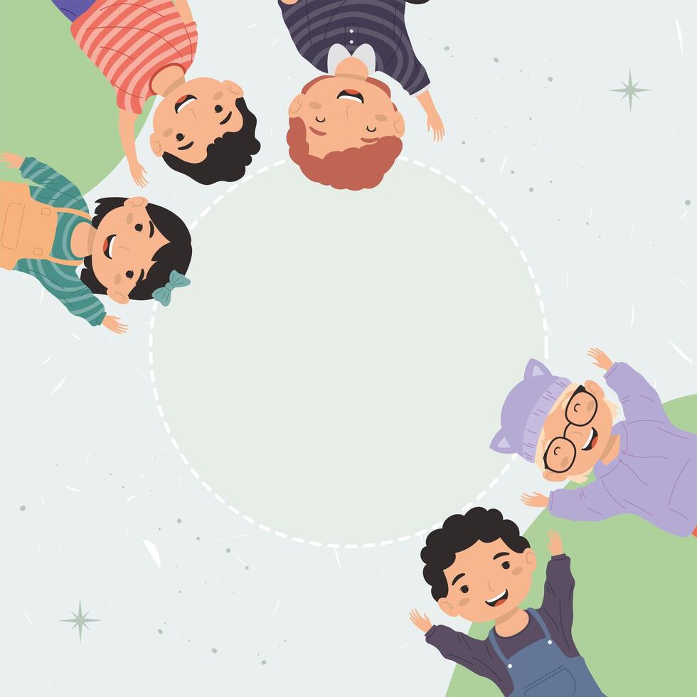 five kids around frame vector