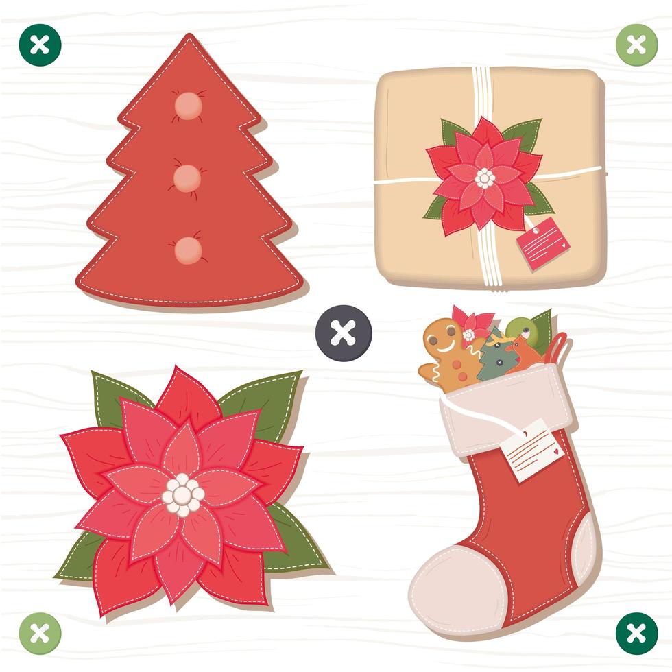 four christmas holiday icons vector
