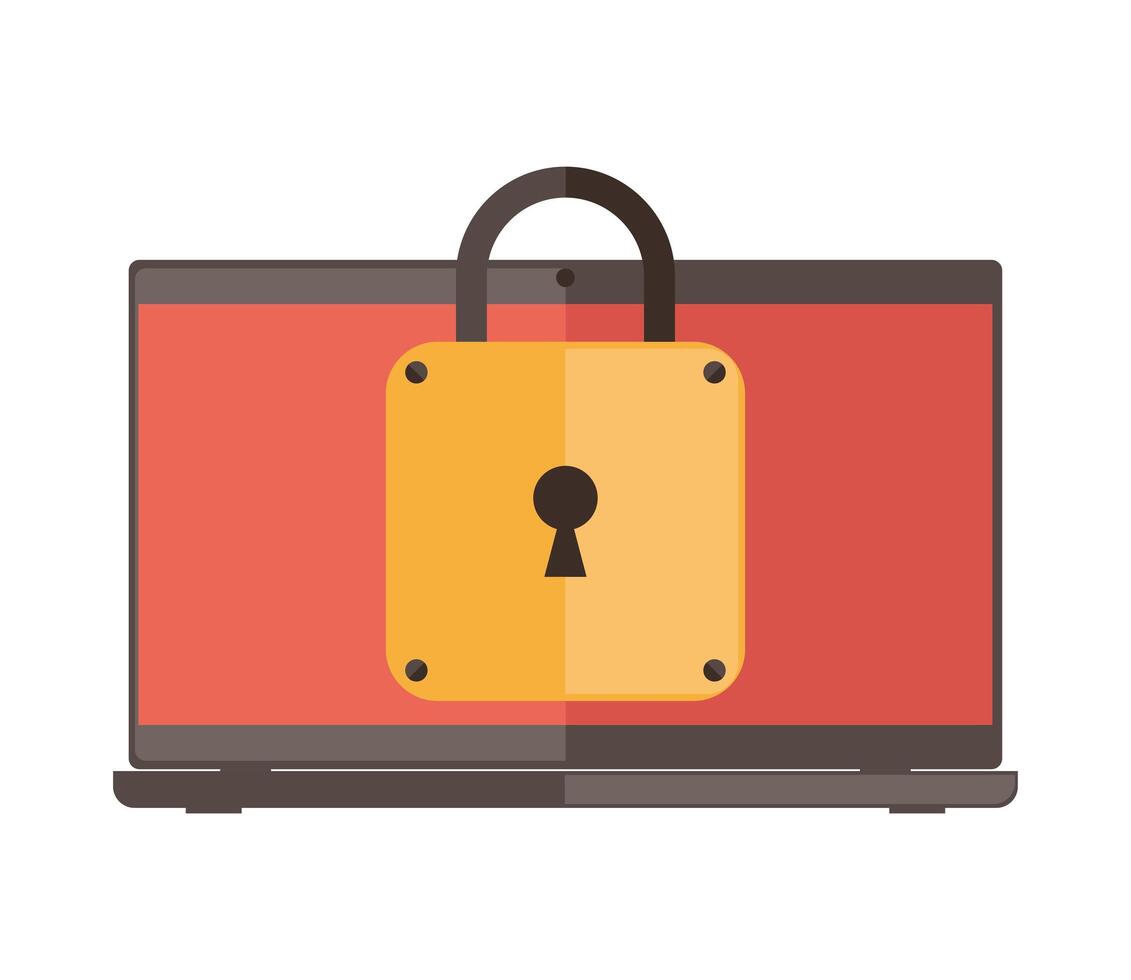 laptop with padlock vector