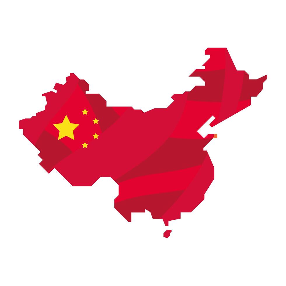 mapa de china con bandera vector