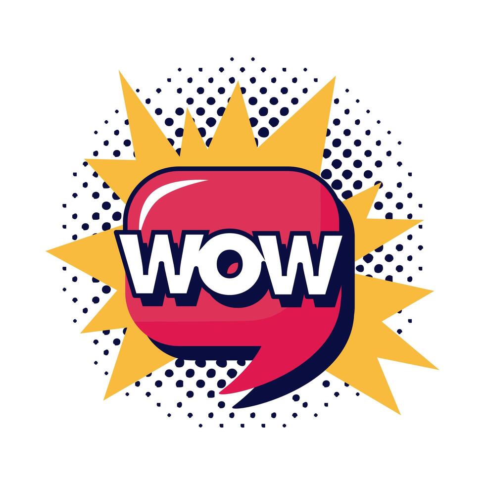 wow expresión pop art vector