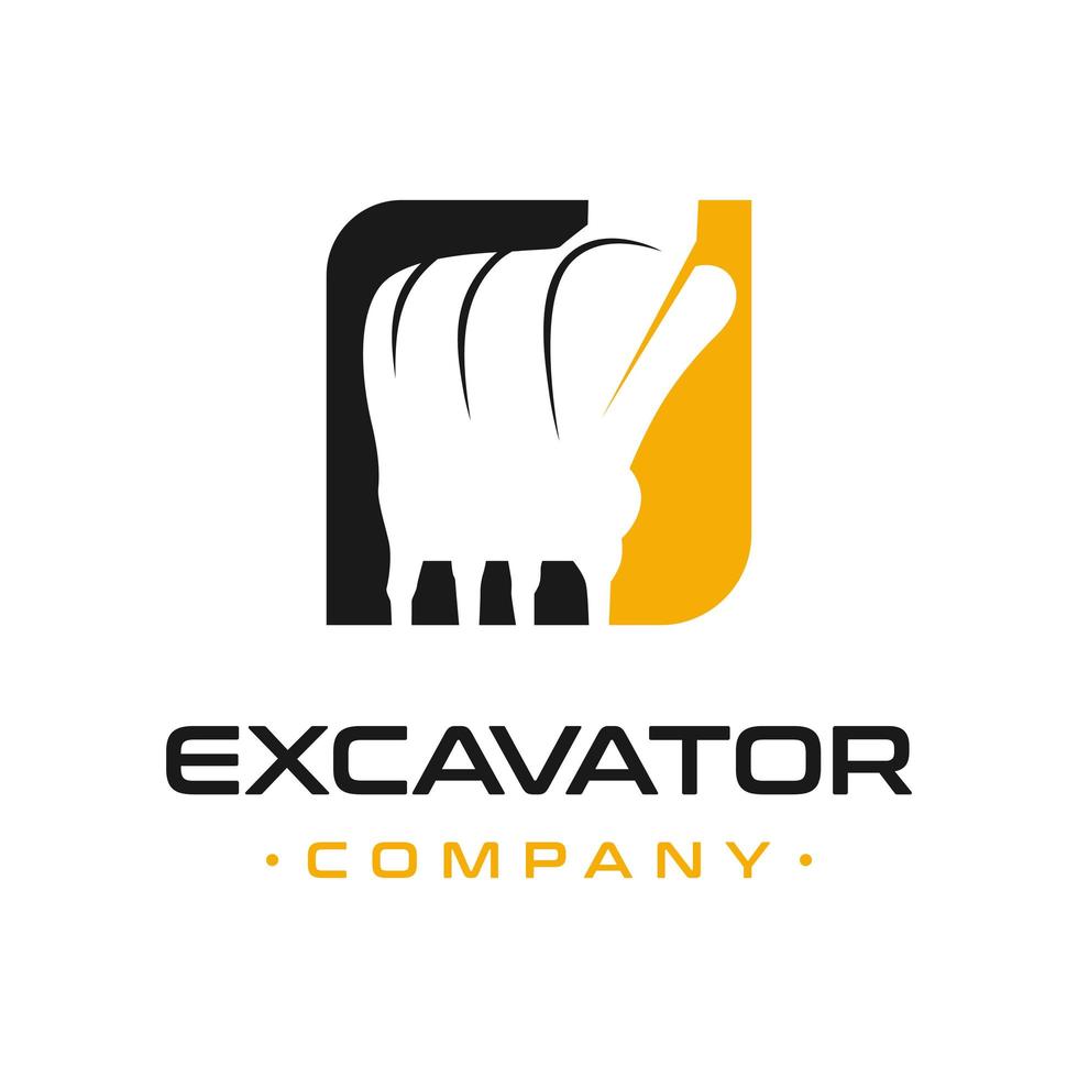 diseño de logotipo de reparación de motor de excavadora vector