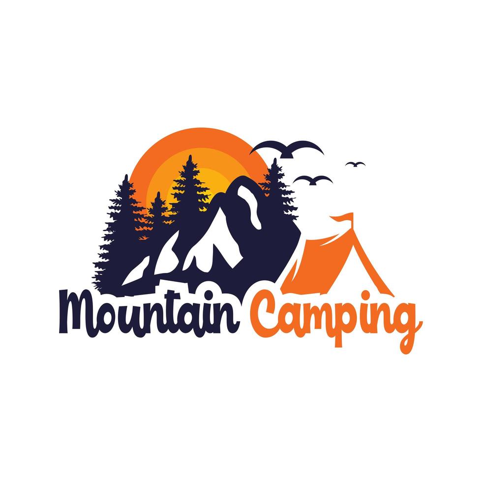 campamento de diseño de logotipo en las montañas vector