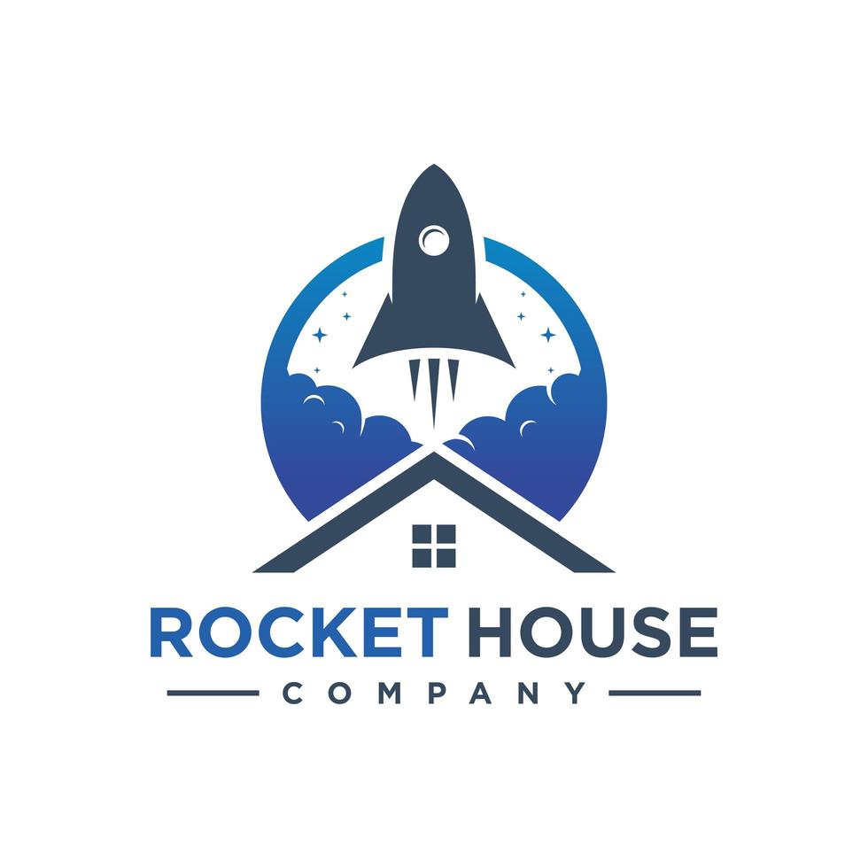 diseño de logotipo de casa de cohetes vector