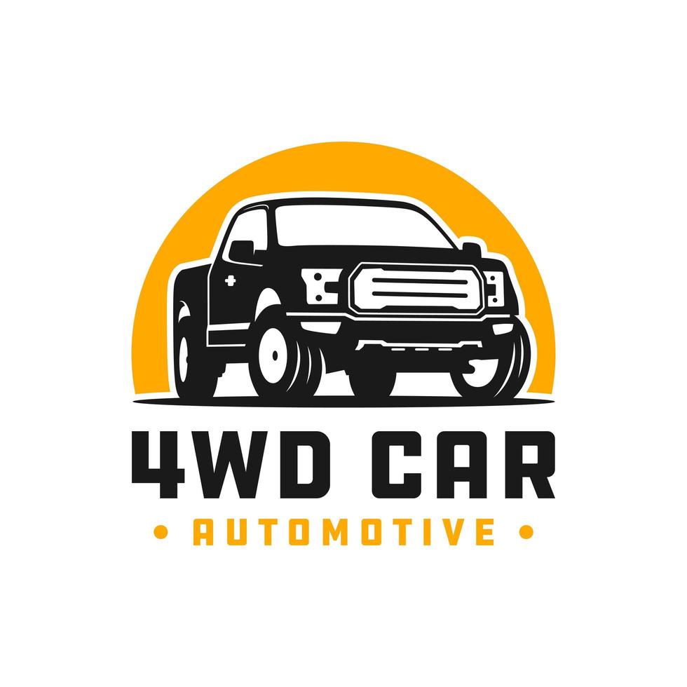 4wd pick up car logo vector