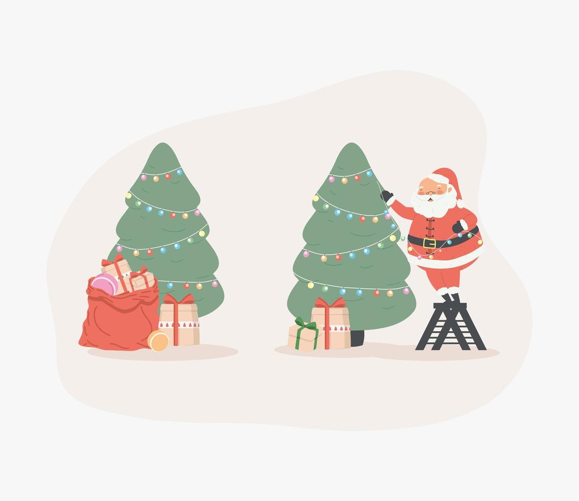 christmas trees and santa vector
