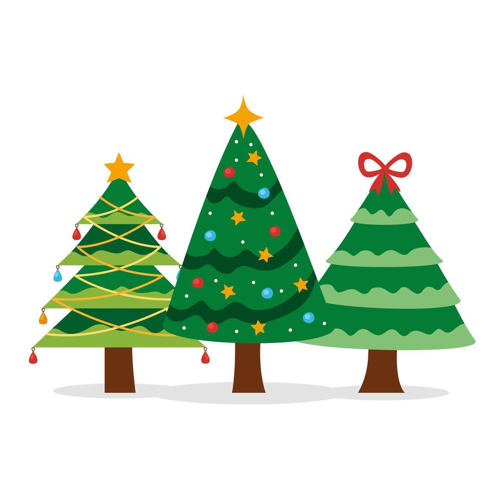 tres arboles de navidad vector