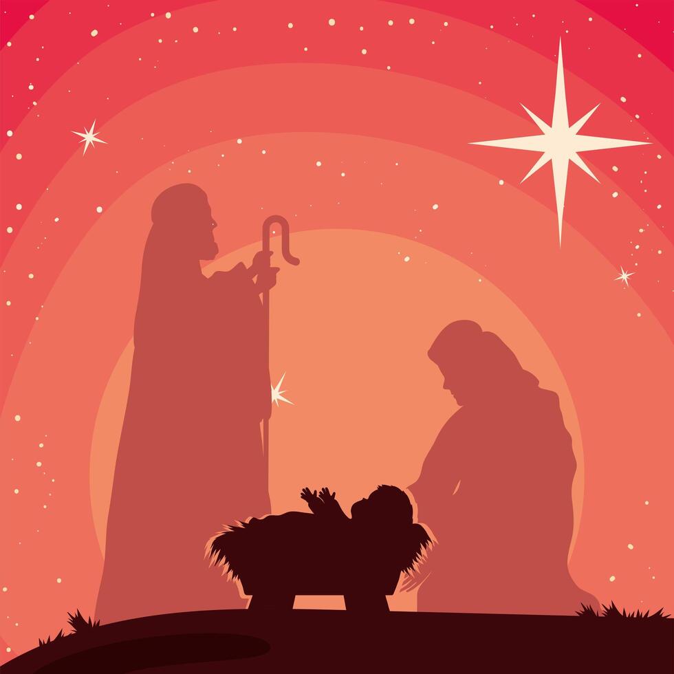 holy family silhouettes vector