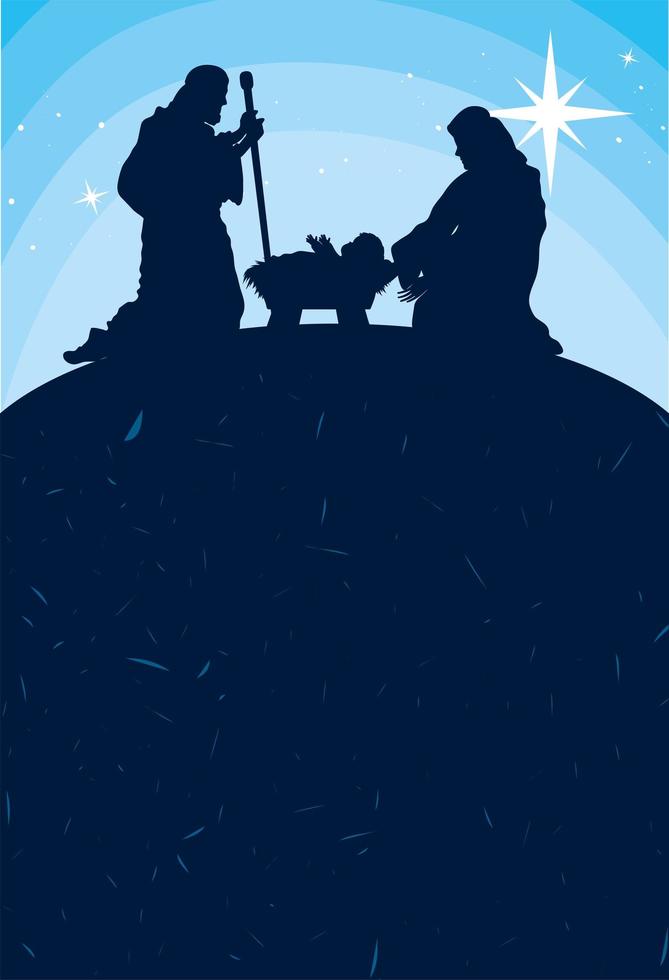 mager holy family silhouettes vector