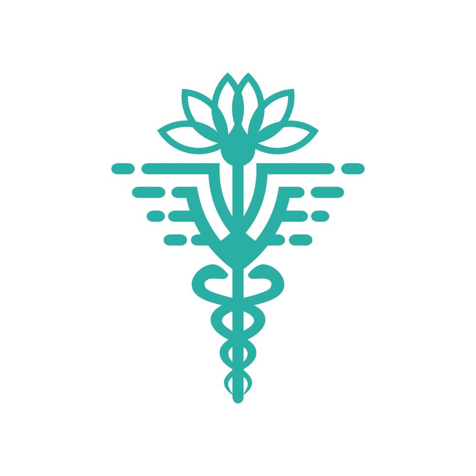 health symbol logo design and lotus flower vector