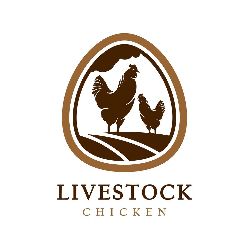 Chicken egg livestock logo design template vector