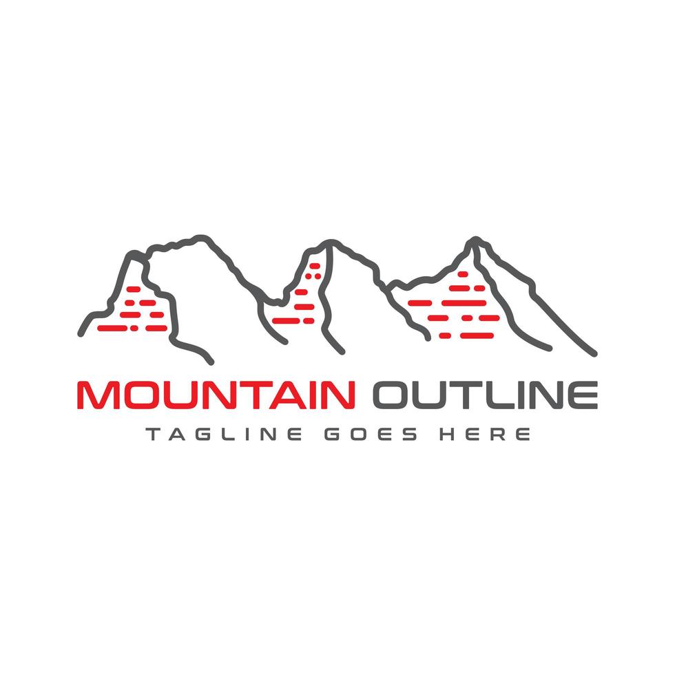 diseño de logotipo de contorno de tres montañas vector