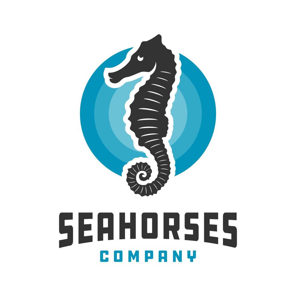 Seahorse and circle logo design vector