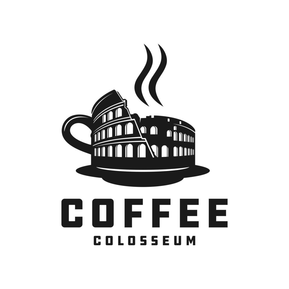 logotipo de vector de café del coliseo italiano