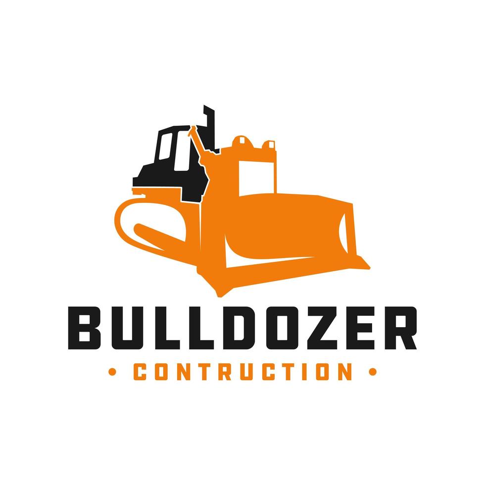 Bulldozer construction tool logo vector