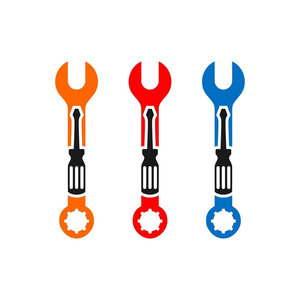 logo wrench and screwdriver vector