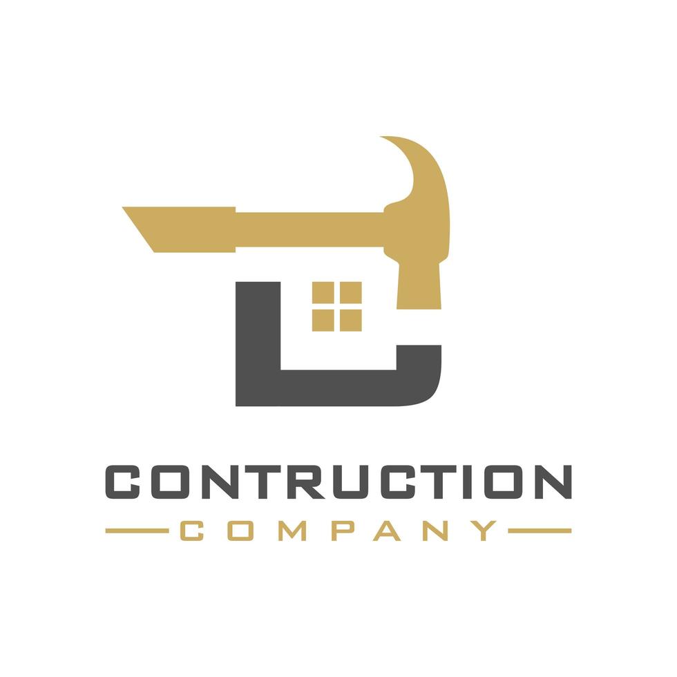 construcción logo diseño letra c vector