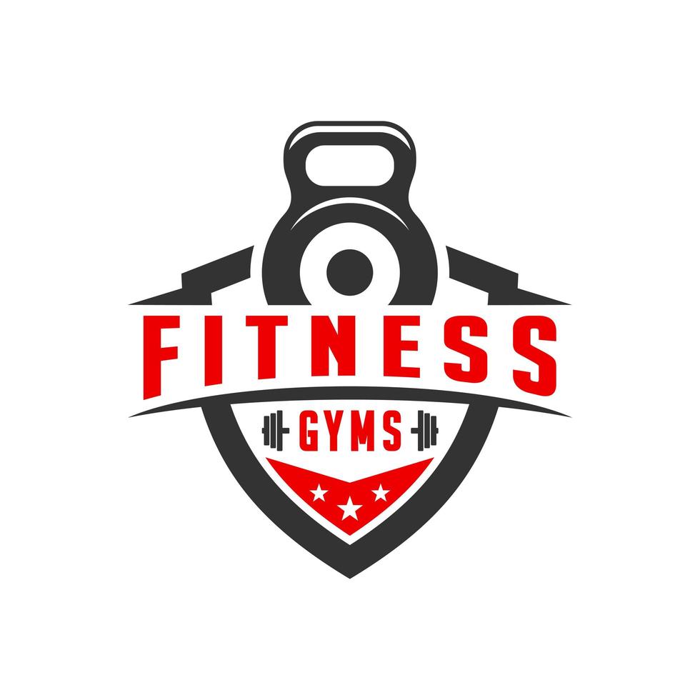 diseño de logotipo de escudo de fitness deportivo vector