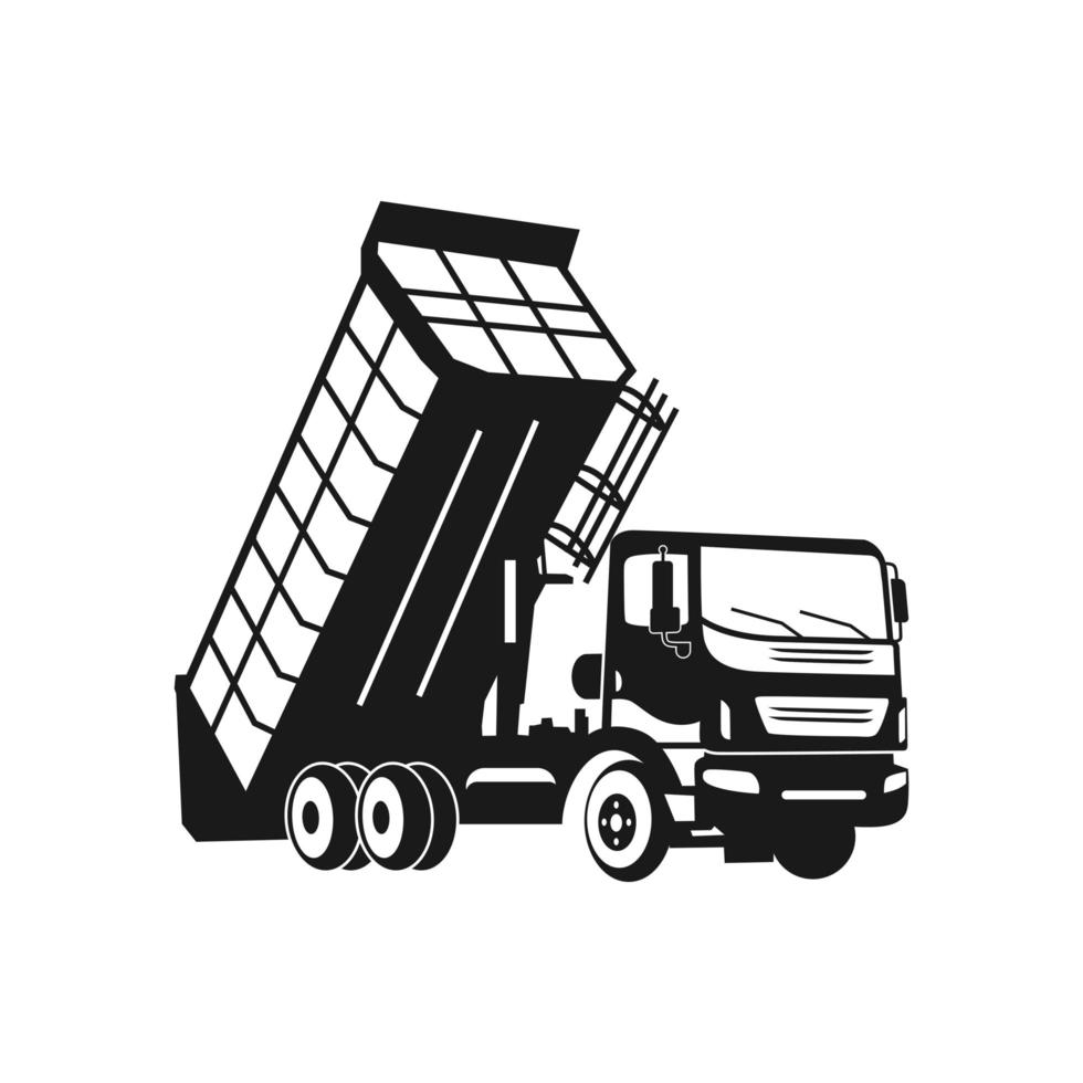 Silhouette dump truck design vector