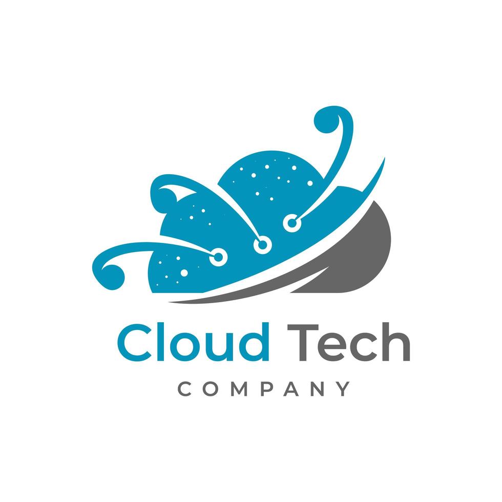 plantilla de diseño de logotipo de tecnología en la nube vector