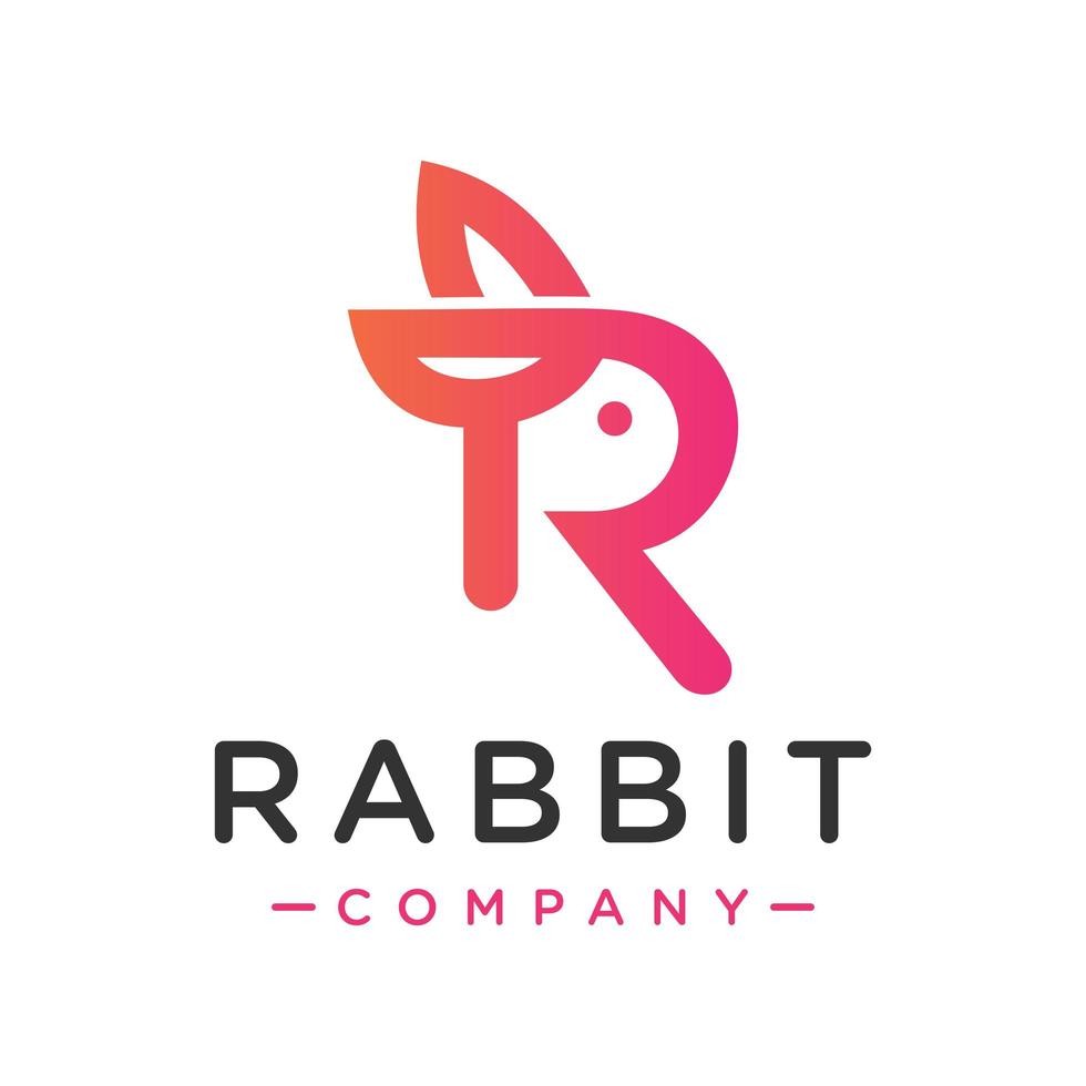 diseño de logotipo de conejo con la letra r vector