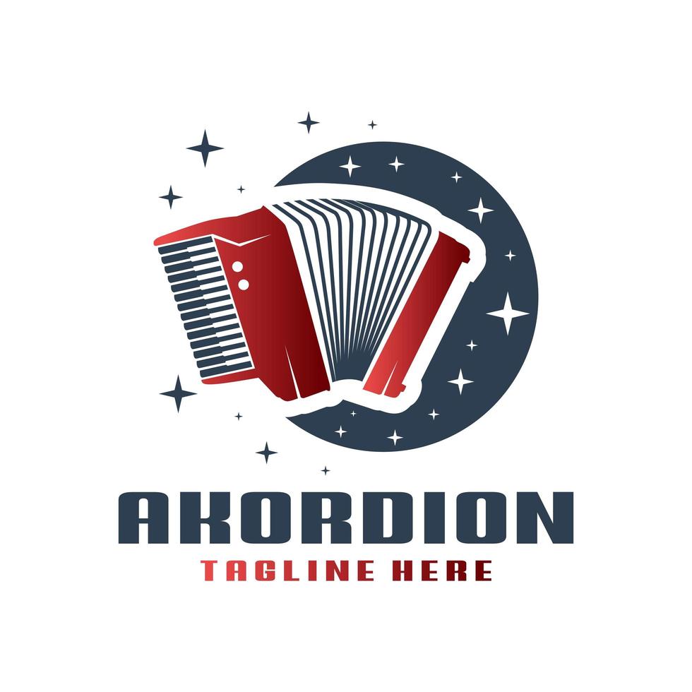 accordion musical instrument logo vector