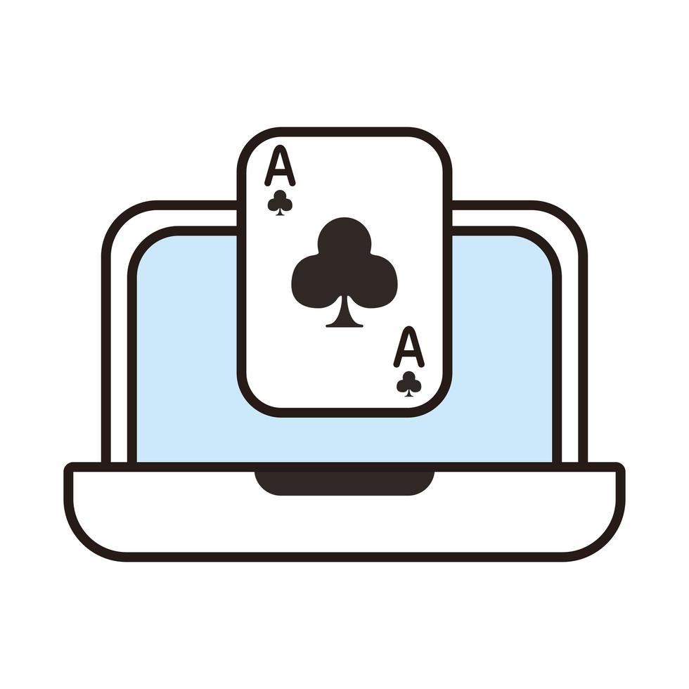 casino poker card with clover in laptop vector