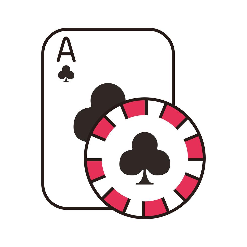 casino poker card and chip with clover isolated icon vector